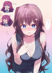  ... 1girl 3: ^^^ a-chan_(little_busters!) allergy alternate_costume black_dress blue_eyes blush breast_suppress breasts brown_hair casual chibi chibi_inset closed_eyes closed_mouth commentary_request commission cowboy_shot dress eyelashes flying_sweatdrops hair_between_eyes hand_up highres large_breasts leaning_forward little_busters! long_hair long_sleeves looking_at_viewer miiizuno_lbs nose_blush open_mouth pinafore_dress raised_eyebrows ribbed_sweater simple_background sleeveless sleeveless_dress sneezing solo speech_bubble spoken_ellipsis straight-on sweatdrop sweater tareme tearing_up tears very_long_hair wavy_hair wavy_mouth white_sweater 