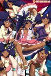 3boys 3girls alder_(pokemon) bisexual_female black_pantyhose breast_sucking caitlin_(pokemon) cleft_of_venus clothed_sex clothing_aside crotch_cutout crown cunnilingus dark-skinned_female dark-skinned_male dark_skin dildo double_dildo dress elite_four fellatio fingering glansjob grimsley_(pokemon) handjob highres iris_(pokemon) jpeg_artifacts just_the_tip loli marshal_(pokemon) multiple_boys multiple_girls nintendo no_panties oral panties panties_aside pants pantyhose penis pokemon pokemon_bw pokemon_bw2 purple_hair pussy reit sandals sex sex_toy shauntal_(pokemon) sitting sitting_on_face sitting_on_person torn_clothes torn_pants torn_pantyhose underwear white_panties white_pants yuri rating:Explicit score:229 user:danbooru