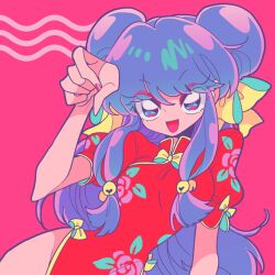  1girl chinese_clothes double_bun eyeshadow hair_bun hair_ornament long_hair makeup purple_hair ranma_1/2 shampoo_(ranma_1/2) sidelocks  rating:General score:3 user:ransha
