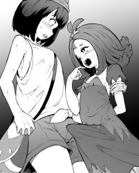 1futa 1girl absurdres acerola_(pokemon) bag blush breasts bulge dress erection erection_under_clothes flat_chest futa_with_female futanari hat highres loli makin_tama multiple_girls nintendo penis_awe pokemon pokemon_sm selene_(pokemon) shirt short_hair shorts sleeveless sleeveless_shirt small_breasts t-shirt rating:Explicit score:361 user:hank268