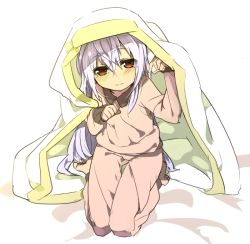 1girl blanket female_focus full_body index_(toaru_majutsu_no_index) long_hair looking_at_viewer orange_eyes pajamas robe shirow_(crazy) silver_hair sitting sleepy solo tears toaru_majutsu_no_index very_long_hair wariza white_background rating:Sensitive score:13 user:danbooru