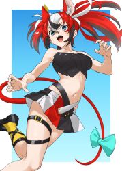  1girl animal_ears blue_eyes bow breasts dice_hair_ornament hair_ornament hakos_baelz hakos_baelz_(1st_costume) highres hololive hololive_english medium_breasts midriff miniskirt mouse_ears mouse_tail multicolored_hair navel partially_undressed red_hair skirt strapless streaked_hair tail tail_bow tail_ornament tanabe_(fueisei) tube_top virtual_youtuber  rating:Sensitive score:14 user:danbooru