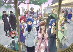  6+girls adray_lasbard albel_nox black_gloves blonde_hair braid character_request clair_lasbard cliff_fittir closed_mouth farleen fayt_leingod gloves grey_hair hair_ribbon indesign japanese_clothes kimono long_hair maria_traydor mirage_koas multiple_boys multiple_girls nel_zelpher open_mouth ribbon roger_s_huxley scarf short_hair single_braid smile sophia_esteed souffle_rosetti star_ocean star_ocean_till_the_end_of_time tynave welch_vineyard 