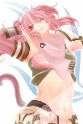  1girl artist_request capcom female_focus frau_(monster_hunter) monster_hunter_(series) monster_hunter_frontier navel pink_hair solo tagme 