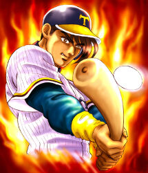  1boy baseball_bat baseball_helmet baseball_uniform hanagata_mitsuru hanshin_tigers helmet kyojin_no_hoshi nippon_professional_baseball sportswear  rating:General score:1 user:nao10