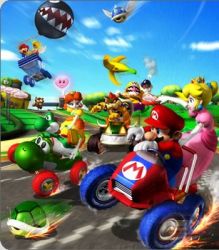  2boys 2girls baby_mario blue_sky bowser crown dress gloves grin kart koopa_paratroopa lowres mario mario_(series) mario_kart mario_kart:_double_dash!! multiple_boys multiple_girls nintendo princess_daisy princess_peach racing shell sky smile super_mario_bros._1 super_mario_land wario wario_land yoshi 