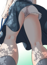10s 1girl absurdres ass female_focus from_behind from_below girls_und_panzer gluteal_fold grey_socks head_out_of_frame highres holding holding_leash kneehighs kneepits leash legs nishizumi_maho panties pantyshot pov shirihime skirt socks solo standing underwear upskirt viewer_on_leash white_panties white_socks rating:Sensitive score:33 user:danbooru