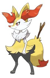  animal_ear_fluff artist_request braixen branch closed_mouth full_body gen_6_pokemon highres nintendo official_art orange_eyes pokemon pokemon_(creature) pokemon_focus pokemon_xy smile solo standing third-party_source transparent_background 