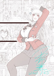  1boy 6+girls absurdres between_breasts black_pantyhose black_skirt blazer blush bottle breasts card center_opening cleavage commentary_request crazy_grin crazy_smile dated dice evil_grin evil_smile greyscale grin highres igarashi_sayaka ikishima_midari jabami_yumeko jacket jun_wu_mo kakegurui korok large_breasts long_hair looking_at_viewer momobami_kirari momobami_ririka monochrome multiple_girls nintendo nintendo_switch nishinotouin_yuriko open_clothes open_shirt pantyhose red_eyes saotome_mary sharp_teeth short_hair signature sitting skirt smile spot_color sumeragi_itsuki suzui_ryouta sweat teeth the_legend_of_zelda twintails unamused yomozuki_runa yumemite_yumemi 