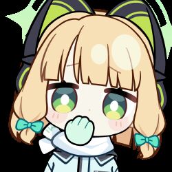  +++ 1girl animal_ear_headphones animal_ears animated animated_gif aqua_jacket blonde_hair blue_archive blunt_bangs blunt_ends blush_stickers bow bright_pupils cat_ear_headphones cat_ears chunye_haruya commission covered_mouth covering_own_mouth disembodied_hand dot_nose fake_animal_ears giggling gloves green_bow green_eyes green_gloves green_halo hair_bow half-closed_eyes halo hand_over_own_mouth headphones jacket looking_at_viewer low-tied_sidelocks lowres midori_(blue_archive) midori_(winter)_(blue_archive) missing_commentary multicolored_jacket official_alternate_costume scarf second-party_source short_hair sidelocks simple_background solo text_print transparent_background upper_body white_jacket white_pupils white_scarf winter_clothes 