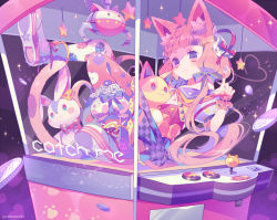 1girl animal_ears cat_ears cat_girl cat_tail crane_game english_text female_focus leggings original pantyhose skirt solo tail yumenouchi_chiharu rating:Sensitive score:8 user:danbooru