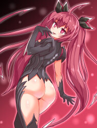 1girl ass blush breasts come_hither cougar_(cougar1404) date_a_live from_behind hair_ornament huge_ass itsuka_kotori leotard long_hair looking_at_viewer medium_breasts naughty_face red_eyes red_hair sideboob smile solo thighhighs thong thong_leotard tongue tongue_out twintails very_long_hair witchblade rating:Questionable score:48 user:armorcrystal