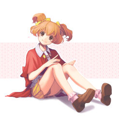 1girl arc_the_lad arc_the_lad_ii bobby_socks bow choko_(arc_the_lad) closed_mouth dress full_body happy highres iro_saki looking_at_viewer red_hair ribbon shawl shoes short_hair short_twintails simple_background skirt smile socks solo twintails white_background yellow_bow rating:General score:1 user:danbooru