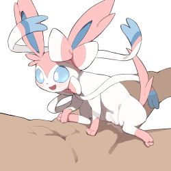  1boy 1girl animal_ears animal_hands bestiality blue_sclera blush colored_sclera cum cum_in_pussy ejaculation full_body gen_6_pokemon girl_on_top hetero highres navel nintendo nude open_mouth orgasm pokemon pokemon_(creature) pokephilia pussy sex simple_background size_difference smile solo_focus spread_legs sylveon tail uncensored vaginal white_background white_eyes youjo_modoki  rating:Explicit score:166 user:AngryZapdos