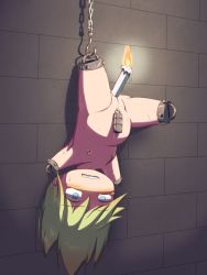 1girl amputee anal anal_object_insertion bdsm blonde_hair blue_eyes bondage bound candle cleft_of_venus clitoris clitoris_piercing clitoris_torture female_focus flat_chest guro hazakurou hook human_furniture indoors loli nipple_piercing nipple_rings nipples nude object_insertion piercing pussy pussy_piercing quadruple_amputee short_hair solo stomach_bulge suspension torture uncensored upside-down wall weights rating:Explicit score:113 user:buuda