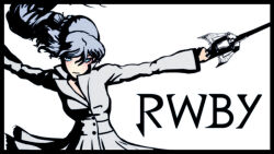  asymmetrical_hair blue_eyes blue_hair long_hair made_in_2014 monty_oum ponytail rapier rwby side_ponytail sword tagme weapon weiss_schnee  rating:General score:5 user:TheSittingTraveller