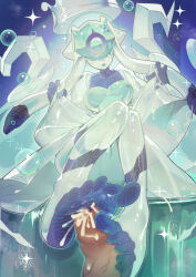  1boy 1girl absurdres blush breasts bubble cum cum_on_body cum_on_feet duel_monster erection highres icejade_kosmochlor large_breasts lifting_own_clothes one_eye_closed open_mouth penis ro_g_(oowack) smile yu-gi-oh!  rating:Explicit score:1 user:danbooru