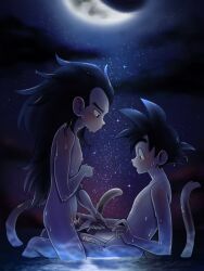  1cuntboy aged_down black_hair blush brothers cuntboy cuntboy_with_male dragon_ball dragonball_z fingering incest long_hair looking_at_another moon night nipples niusesabe nude partially_submerged penis pussy raditz siblings son_goku star_(sky) tail very_long_hair water yaoi 