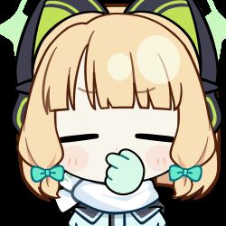  1girl animal_ear_headphones animal_ears animated animated_gif aqua_jacket blonde_hair blue_archive blunt_bangs blunt_ends blush_stickers bow cat_ear_headphones cat_ears chunye_haruya closed_eyes commission covered_mouth covering_own_mouth disembodied_hand dot_nose facing_viewer fake_animal_ears gloves green_bow green_gloves green_halo hair_bow halo hand_over_own_mouth headphones holding_nose jacket low-tied_sidelocks lowres midori_(blue_archive) midori_(winter)_(blue_archive) missing_commentary official_alternate_costume scarf second-party_source shaded_face short_hair sidelocks simple_background solo text_print transparent_background turn_pale upper_body white_scarf winter_clothes 