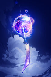  absurdres aerial_fireworks cloud cloudy_sky commentary_request crescent_moon fireworks highres makoron117117 moon night night_sky no_humans original outdoors scenery sky sky_focus wind_chime wind_chime_focus 