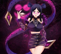  1girl black_hair breasts claudia_dragneel cowboy_shot fairy_tail female_focus large_breasts league_of_legends looking_at_viewer minerva_orlando solo standing  rating:Questionable score:10 user:CeliaLover