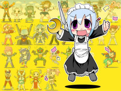  00s 1980s_(style) 3ldkm 4boys 6+girls bilbai billbine blonde_hair blush byakko_(nijiura_maids) chibi crossover crystal_boy dam digimon digimon_(creature) frills fumimi futaba_channel galaxy_angel godman gun gundam gundam_00 guntank hayai hoshino_darts kamen_rider kamen_rider_amazon konton_(nijiura_maids) lyrical_nanoha mahou_shoujo_lyrical_nanoha mahou_shoujo_lyrical_nanoha_strikers maid maid_headdress mobile_suit_gundam multiple_boys multiple_girls nena_trinity nijiura_maids numbers_(nanoha) oldschool personification piyomon purple_eyes ranpha_franboise retro_artstyle seisenshi_dunbine sonic_(series) space_adventure_cobra weapon wendi_(nanoha) 