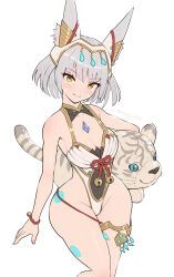  absurdres animal_ears cat_ears cat_girl dromarch_(xenoblade) gonzarez highres leotard nia_(blade)_(xenoblade) nia_(xenoblade) simple_background solo white_background xenoblade_chronicles_(series) xenoblade_chronicles_2 xenoblade_chronicles_3  rating:Sensitive score:37 user:RIG