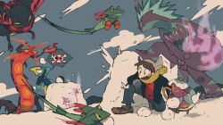  centiskorch dragapult gen_8_pokemon highres mashita._(mentaiko_omoti) nintendo non-web_source pokemon snow snowball snowball_fight toxtricity victor_(pokemon) winter 
