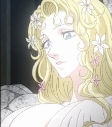  animated animated_gif aphrodite_(shuumatsu_no_valkyrie) blonde_hair blue_eyes breasts cleavage flower flower_on_head huge_breasts lowres revealing_clothes shuumatsu_no_valkyrie  rating:Explicit score:23 user:Brauliorene94