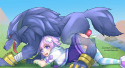 10s 1girl animal animal_penis bestiality clothed_sex cum cum_in_pussy d-pad dog dog_penis doggystyle fenrir hair_ornament highres huge_penis knotted_penis monster neptune_(neptunia) neptune_(series) penis purple_eyes purple_hair rape sex sex_from_behind short_hair sunset_nivaris tears vaginal rating:Explicit score:214 user:danbooru