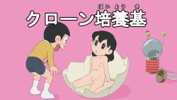 1boy 1girl breasts child clitoris clone doraemon feet fujiko_f_fujio_(style) hetero highres legs loli masturbation minamoto_shizuka nobi_nobita nude penis pussy shin-ei_animation shota sitting small_breasts tasrr translation_request uncensored