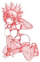 1girl arm_up armpits ass bandages bdsm bondage bound breasts chiba_toshirou collarbone condom condom_wrapper female_focus fingerless_gloves fishnet_legwear fishnets forehead_protector gloves holding kneeling konohagakure_symbol long_hair looking_at_viewer mitarashi_anko monochrome naruto_(classic) naruto_(series) nipples nude ponytail rope shoes simple_background sketch smile solo toes white_background wide_ponytail rating:Questionable score:76 user:Shloogorgh