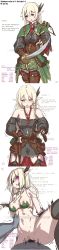 1girl absurdres armor bar_censor bdsm black_dress blonde_hair blush bondage boots bound bow_(weapon) bra breasts bridal_gauntlets brown_thighhighs censored crossbow dress drooling elf feather_hair_ornament gameplay_mechanics glowing glowing_eyes gold_trim green_bra green_dress green_skirt hair_ornament highres holding hypnosis jewelry mind_control necklace orc original pointy_ears purple_eyes rape red_eyes ring skirt slave solinda_(yakou) sword thigh_boots thighhighs translated underwear warrior weapon wrist_guards yakou_(4507770) rating:Explicit score:218 user:DougDimmadome