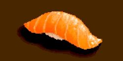  fish_(food) food food_focus hisachan55cute nigirizushi original pixel_art red_background rice salmon shadow simple_background still_life sushi 