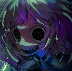  74r0l9 :d @_@ absurdres autooohyo black_eyes black_jacket flying_sweatdrops green_hair highres jacket looking_at_viewer multicolored_hair open_mouth original purple_hair saliva sharp_teeth smile star_(symbol) tagme teeth 