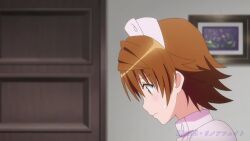 3girls age_difference animated anime_screenshot blush bouncing_breasts breasts brown_eyes brown_hair covering_breasts covering_privates crossed_arms dress english_text fantasy female_focus femdom functionally_nude genderswap green_eyes hat imagining large_breasts mikado_ryouko multiple_girls nipple_stimulation nipples nurse nurse_cap panties pink_dress pink_lips red_hair short_hair siblings sisters sound stethoscope subtitled teasing thermometer to_love-ru to_love-ru_darkness_2nd underwear video white_panties yuri yuuki_mikan yuusaki_riko 