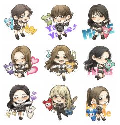  6+girls :o absurdres animification black_bustier black_dress black_eyes black_footwear black_gloves black_hair black_jacket black_necktie black_pants black_shirt black_shorts black_skirt blonde_hair blue_eyes blush boots braid brown_eyes brown_hair chaevely_(twice) chaeyoung_(twice) chibi choker collared_shirt commentary creature cropped_shirt crossed_legs dahyun_(twice) davely_(twice) detached_sleeves double_v dress earrings elbow_gloves english_commentary everyone fangs fingerless_gloves forehead from_behind glint gloves guitar hair_behind_ear head_tilt heart highres holding instrument jacket jeongvely_(twice) jeongyeon_(twice) jewelry jihyo_(twice) jively_(twice) k-pop korean_text leaning_forward long_hair looking_at_viewer looking_back maionce21 midriff mina_(twice) mively_(twice) mole mole_under_eye momo_(twice) movely_(twice) multicolored_hair multiple_girls musical_note navel navely_(twice) nayeon_(twice) necktie one_eye_closed open_hand open_mouth pants parted_bangs parted_lips pink_lips pointing pointing_at_self pointing_at_viewer ponytail puffy_short_sleeves puffy_sleeves purple_eyes real_life sana_(twice) savely_(twice) shirt short_sleeves shorts simple_background skirt sleeveless sleeveless_shirt smile strapless strapless_dress streaked_hair third-party_source twice_(group) twin_braids twitter_username tzuvely_(twice) tzuyu_(twice) v very_long_hair waving white_background white_shirt wrist_cuffs 