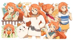 1girl ;p aged_down animal_ears arm_behind_back bangle bare_shoulders belt belt_buckle bikini blue_kimono blue_ribbon blush bracelet braid brown_eyes buckle cat_ears character_name child clima-tact closed_mouth cloud coin commentary cowboy_shot crossed_arms crown_braid dress earrings elbow_rest english_commentary floral_print floral_print_kimono food from_side fruit gold_coin green_bikini green_dress hair_ribbon hair_up hand_on_own_cheek hand_on_own_face head_rest heart holding holding_money holding_staff japanese_clothes jewelry kimono log_pose long_hair long_sleeves looking_at_viewer low_ponytail mandarin_orange map money money_bag multiple_views nami_(one_piece) nami_(one_piece)_(east_blue) nami_(one_piece)_(return_to_sabaody) nami_(one_piece)_(wano) nami_(one_piece)_(whole_cake_island) notice_lines official_alternate_costume official_alternate_hairstyle one_eye_closed one_piece orange_hair pearl_earrings pointing pointing_at_self ponytail print_kimono profile red_dress ribbon sash shirt short_hair short_sleeves shoulder_tattoo single_sidelock skirt sleepy_cheeky sleeveless sleeveless_dress sleeveless_kimono smile staff striped_bikini striped_clothes swimsuit tattoo tongue tongue_out upper_body v-neck wavy_hair white_dress white_shirt yellow_sash yellow_skirt zeus_(one_piece)