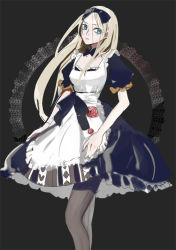  007_(pixiv295076) 1girl axis_powers_hetalia bad_id belarus_(hetalia) black_background black_thighhighs blonde_hair blue_eyes bow dress female_focus hair_bow simple_background solo thighhighs 
