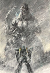 black_sclera blizzard claws colored_sclera crossover crypton_future_media g.n.a giant giant_monster giant_robot glowing glowing_eyes glowing_spikes godzilla godzilla_(series) h5_hayabusa_(shinkalion) highres kaiju looking_down mecha monster multiple_crossover no_humans olm_(studio) robot sharp_teeth shinkalion_(series) shinkansen_henkei_robo_shinkalion shinkansen_henkei_robo_shinkalion_the_movie:_the_marvelous_fast_alfa-x_that_comes_from_the_future snow snow_godzilla spikes storm tail takara_tomy tbs_television_(japan) teeth toho tomy_company_ltd. vocaloid yellow_eyes