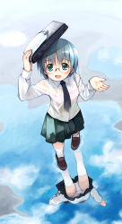 1girl blouse female_focus glasses kito_(sorahate) kneehighs miniskirt necktie original panties pantyshot pantyshot_through_reflection reflection school_uniform serafuku shirt skirt socks solo thighhighs underwear upskirt wet wet_clothes wet_shirt white_panties white_socks rating:Questionable score:6 user:danbooru