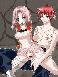  1girl blush bound bound_wrists breasts censored haruno_sakura kitami_mika naruto_(series) naruto_shippuuden sasori_(naruto) sex torn_clothes vaginal  rating:Explicit score:20 user:Lolrus