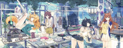 4girls animal_ears aqua_eyes ass bag bangle bare_legs belt bent_over black_hair blonde_hair blue_eyes bob_cut boots unworn_boots bracelet braid breasts brown_eyes brown_hair camisole candy cat_ears cat_tail clock unworn_clothes collared_shirt denim denim_shorts display dog_ears dog_tail dress flat_chest floating food fox_ears fox_tail fur_trim glasses hair_between_eyes hair_over_one_eye hat unworn_hat unworn_headwear highres holding holding_bag indoors jacket jewelry lollipop long_hair long_sleeves looking_at_viewer looking_away mannequin mouth_hold multiple_girls necktie no_shoes off_shoulder open_clothes open_jacket original panties parted_lips picture_frame plant potted_plant red-framed_eyewear science_fiction semi-rimless_eyewear shelf shirt shop shopping shopping_bag short_dress short_hair short_shorts short_sleeves shorts skirt smile spaghetti_strap stairs standing suspenders swept_bangs table tail tattoo thighhighs thighhighs_pull tokiti twin_braids under-rim_eyewear underwear window yellow_necktie rating:Sensitive score:10 user:danbooru