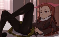 00s 1girl angry black_pantyhose bow brown_hair feet female_focus hair_bow idolmaster idolmaster_(classic) long_hair lying minase_iori on_back panties panties_under_pantyhose pantyhose pantyshot petite pink_bow plaid_clothes plaid_skirt red_eyes school_uniform shoes single_shoe skirt solo toes ttomm underwear upskirt rating:Sensitive score:88 user:danbooru