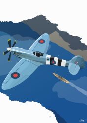  aircraft airplane artist_name battleship bismarck_(battleship) cloud from_above hashtag-only_commentary highres historical_event kriegsmarine military military_vehicle no_humans ocean original propeller propeller_fighter sailing ship silhouette spiny_(spiny_lobster) supermarine_spitfire vehicle_focus warship watercraft world_war_ii 