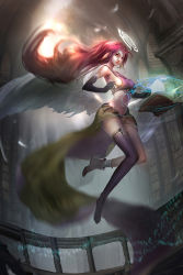 10s 1girl angel_wings asymmetrical_legwear black_gloves breasts elbow_gloves feathered_wings female_focus gloves halo jibril_(no_game_no_life) kang_kang_zi large_breasts library long_hair low_wings magic_circle no_game_no_life pink_hair shoes single_shoe solo spiked_halo uneven_legwear very_long_hair white_wings wings rating:Sensitive score:32 user:danbooru