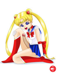  1futa :d bishoujo_senshi_sailor_moon blonde_hair blue_eyes blue_skirt boots bow breasts censored choker crescent double_bun elbow_gloves erection from_side futanari gloves hair_bun hair_intakes hair_ornament heart heart_choker knee_boots large_penis leotard long_hair looking_at_viewer marukodoo on_one_knee open_mouth penis precum red_boots red_bow red_choker sailor_collar sailor_moon skirt smile solo tiara tsukino_usagi twintails very_long_hair white_background white_gloves white_leotard  rating:Explicit score:3 user:Floater