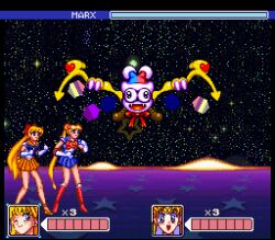  16-bit 16_bit 16bit 1boy 2girls aino_minako bishoujo_senshi_sailor_moon boss_fight crossover hal_laboratory kirby_(series) kirby_super_star marx_(kirby) multiple_girls nintendo sailor_moon sailor_venus snes space super_nintendo_entertainment_system tsukino_usagi wings 