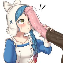 1girl :&lt; animal_penis bestiality blue_hair blush braid breasts collarbone fire_emblem fire_emblem_fates handjob has_bad_revision has_censored_revision highres horse horse_penis huge_penis lilith_(fire_emblem) long_hair medium_breasts nintendo penis penis_awe penis_on_face penis_shadow simple_background single_braid tuoni uncensored veins veiny_penis white_background yellow_eyes rating:Explicit score:846 user:DarthDaniel96