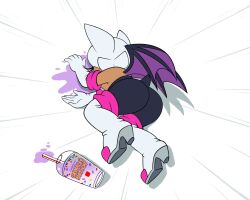  1girl animal_ears armor bat_ears bat_girl bat_wings breastplate breasts cleavage commentary dragon_ball dragonball_z english_commentary full_body furry furry_female gloves grimace_shake_(meme) highres meme omegasunburst rouge_the_bat solo sonic_(series) tail white_fur white_gloves wings yamcha_pose_(meme) 